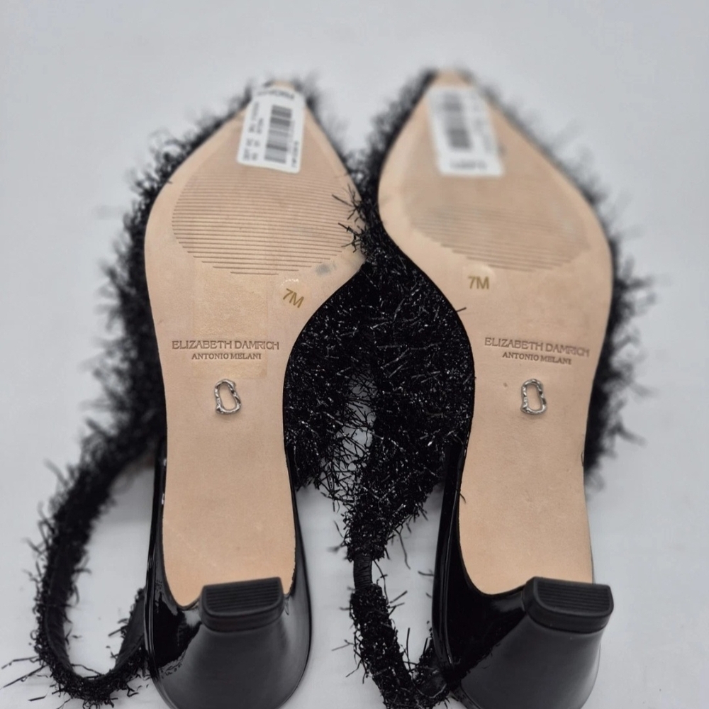 ANTONIO MELANI Black Textured Slingback Kitten Heel - Picture 11 of 12